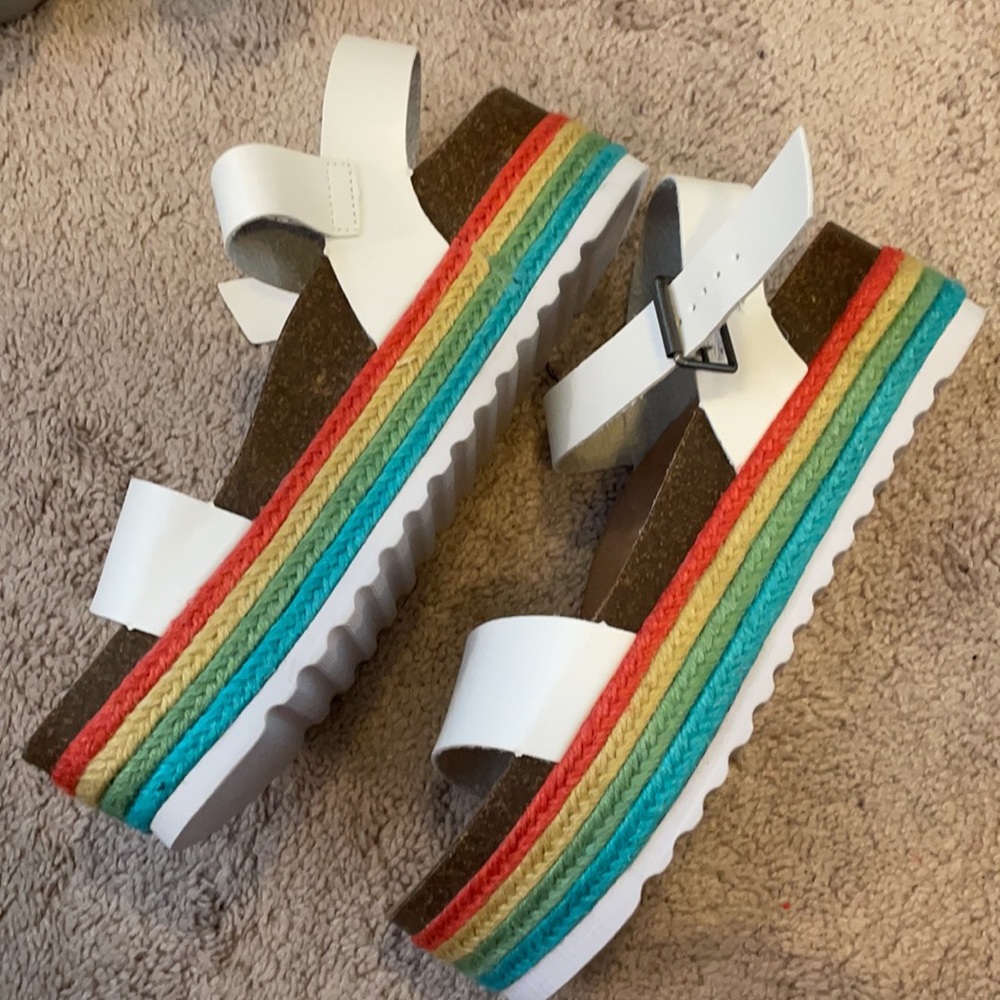 Brand new- no box rainbow platform flat form size 10! So cute!